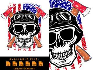 USA Skull Firefighter Shirt, Firefighter Axe, Grunge American Flag, Bones Of Human Shirt, Skull Shirt, Skull Silhouette, Vintage American Flag, VIntage Firefighter Axe Shirt Template