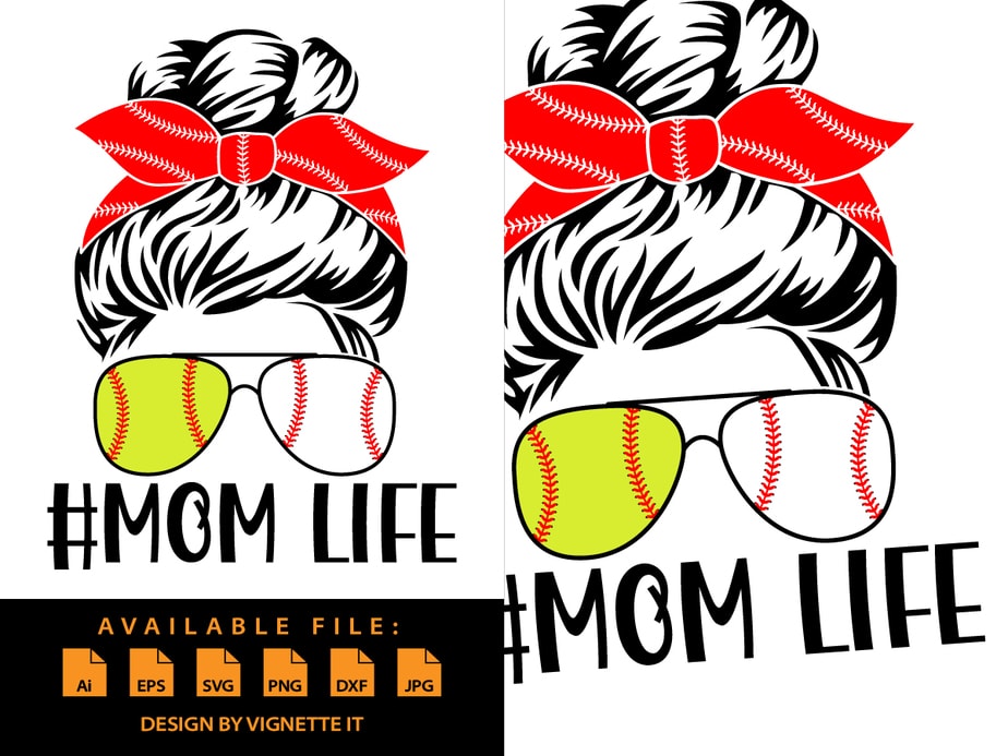 Custom Meme Life Softball Baseball Mothers Day Messy Hair Bun T Shirt Cropped Hoodie By Cm-arts - Artistshot