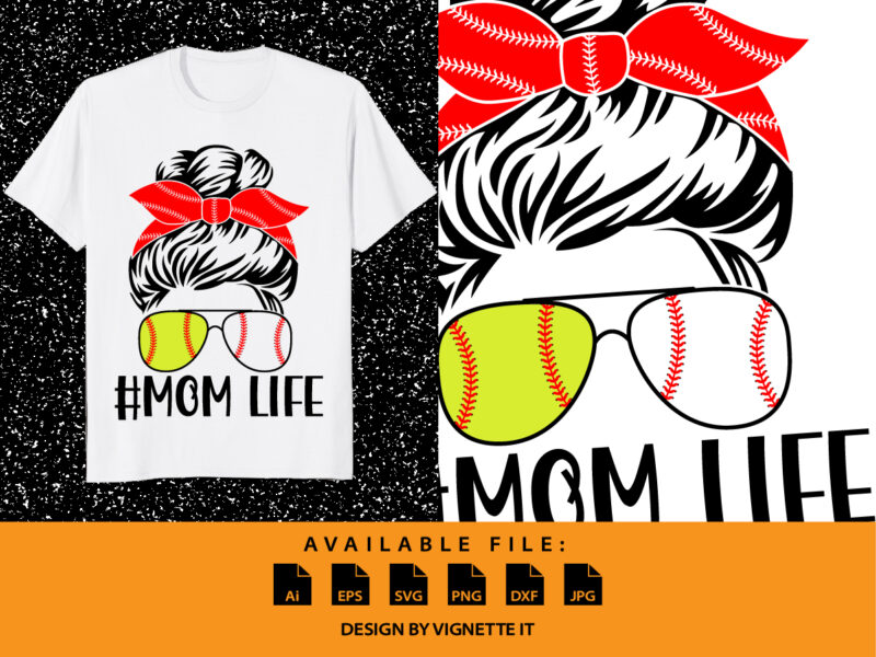 Custom Meme Life Softball Baseball Mothers Day Messy Hair Bun T Shirt Cropped Hoodie By Cm-arts - Artistshot