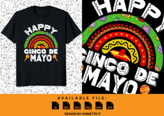 Happy Cinco de mayo funny Mexican men women t-shirt, Rainbow and Mexican element, Mexican shirt print template