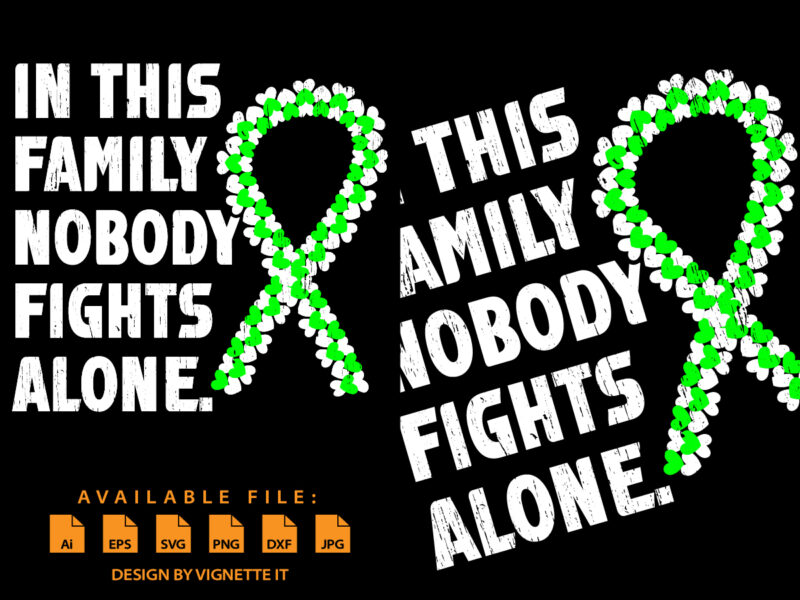 In This Family Nobody Fights Alone Shirt, Brain Cancer Shirt, Awareness Heart Ribbon, Brain Injury Awareness Shirt, Family Nobody Shirt, Heart Ribbon Shirt, Brain Injury Awareness Shirt Template