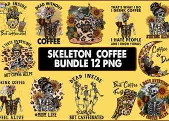 Skeleton coffee bundle t-shirt design