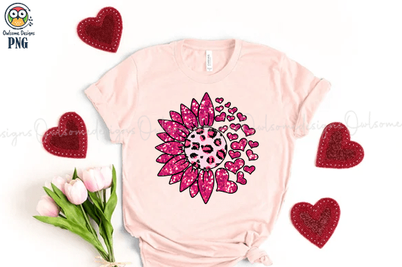 Pink Leopard Heart t-shirt design