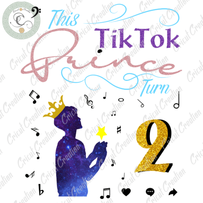 Tiktok Trend , TikTok Prince turn to 2 Diy Crafts, Tiktok fan png Files , little boy Birthday Silhouette Files, Trending Cameo Htv Prints