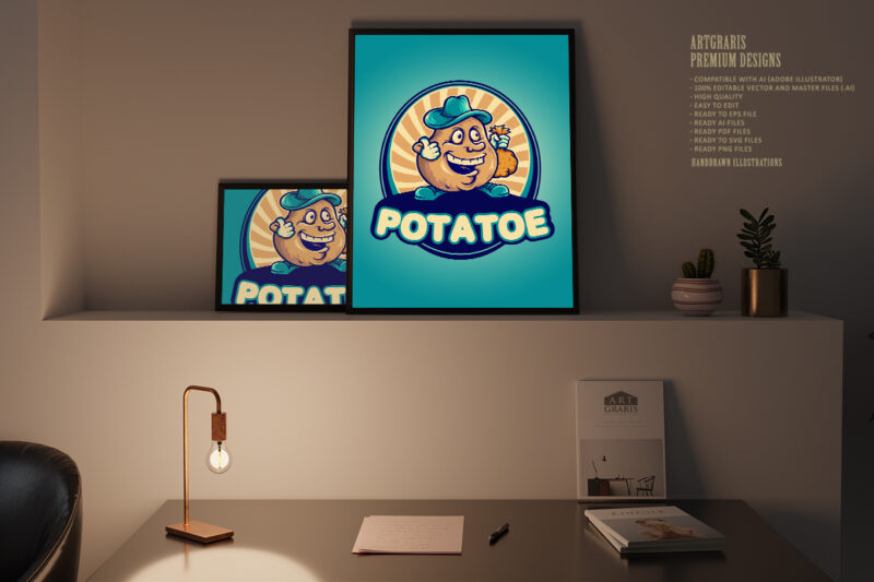 Delicious funny potato logo illustrations