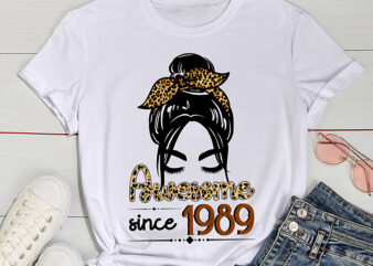 RD Awesome Since 1989 Shirt, Messy Bun Leopard Sunglass Shirt, 33 Years Old Gift, Birthday T-Shirt