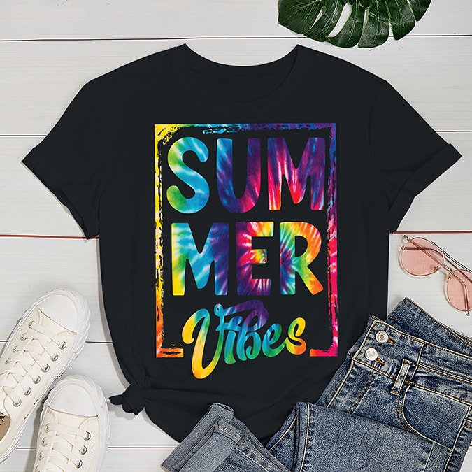 Summer Vibes Music Festival Tee Cute Summertime Summer Shirt Unisex Graphic Tee Tie Dye Design