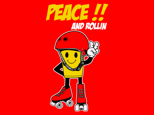 Roller skate peace cartoon t shirt design online