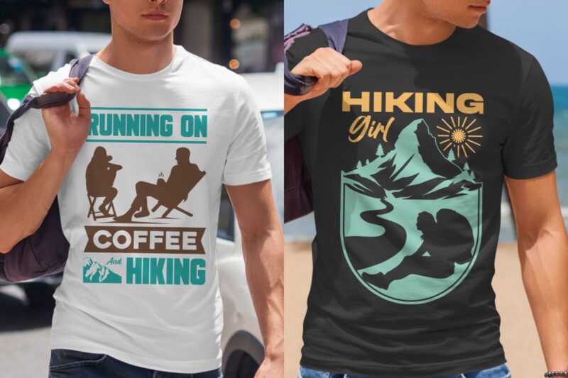 Retro hiking t shirt designs bundle
