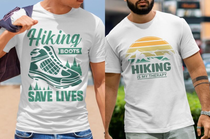 Retro hiking t shirt designs bundle