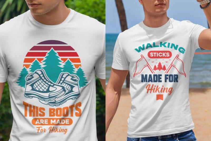 Retro hiking t shirt designs bundle