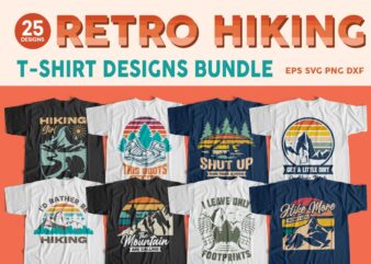 Retro hiking t shirt designs bundle, Mountain adventure t shirt design vintage, Hiking badge tee shirt,