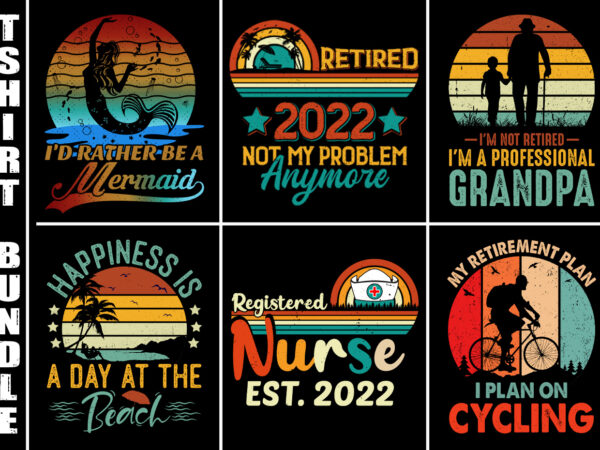 Vintage retro sunset t-shirt design bundle