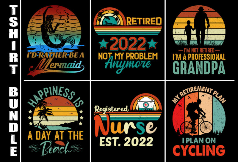 Vintage Retro Sunset T-Shirt Design Bundle