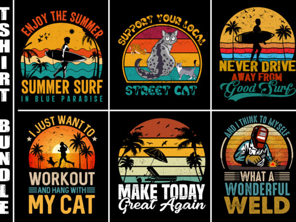 Retro vintage sunset t-shirt design bundle