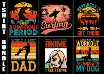 Retro Vintage Sunset T-Shirt Design Bundle