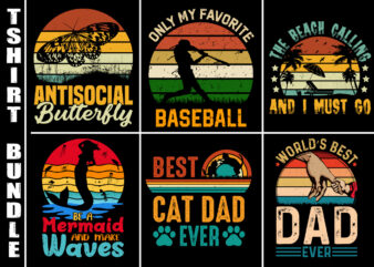 Retro Vintage Sunset T-Shirt Design Bundle