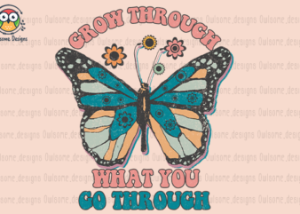 Retro Butterfly Grow t-shirt design