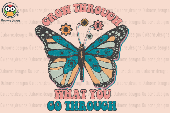 Retro butterfly grow t-shirt design