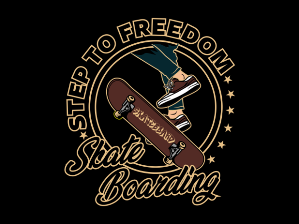 Skateboard freedom t shirt template vector