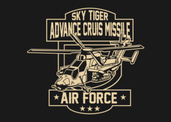 SKY TIGER HELLICOPTER t shirt template vector