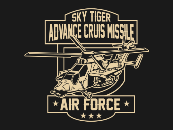 Sky tiger hellicopter t shirt template vector
