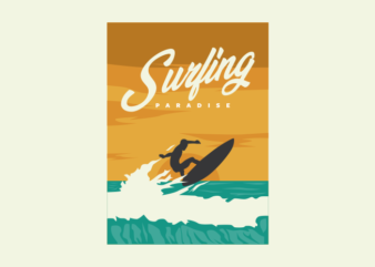 SURFING PARADISE t shirt template vector