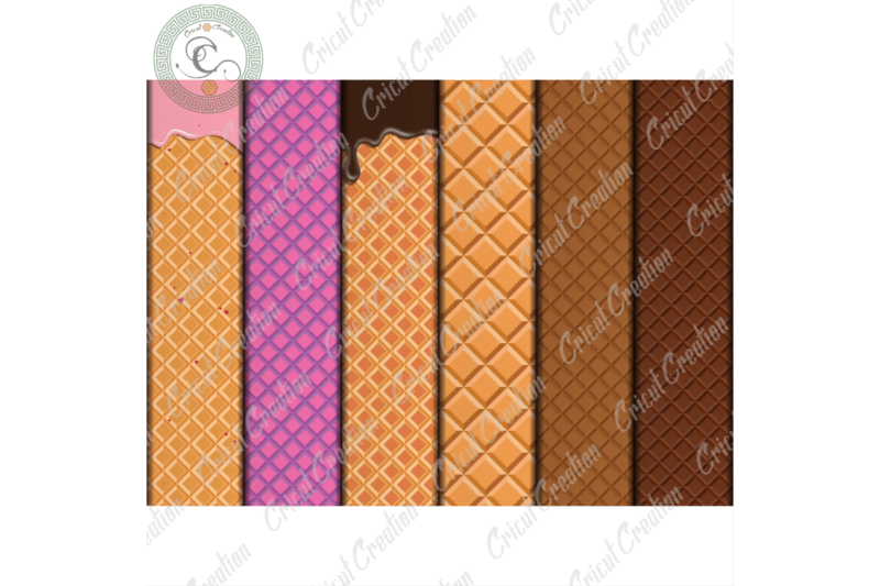 Seamless Ice Cream Wafer Patterns, 12 Digital Papers JPG – PNG Diy Crafts, Ice cream PNG Files For Cricut, Wafer Silhouette Files, Trending Cameo Htv Prints