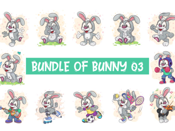 Set of cartoon bunny image_03. t-shirt.