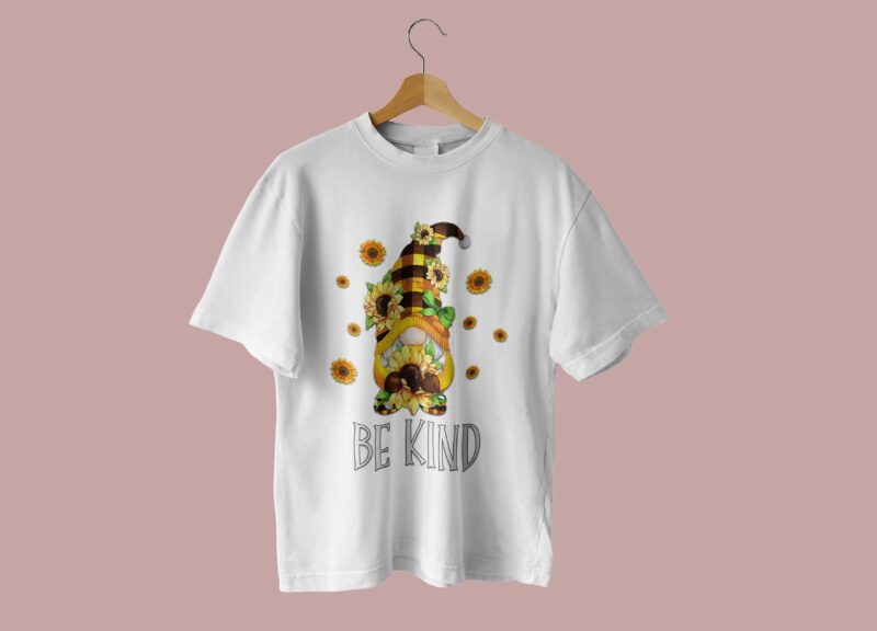 Be Kind Gnome Sunflower Tshirt Design