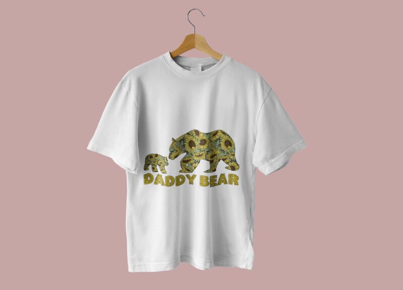 Daddy Bear Sunflower Tshirt Design