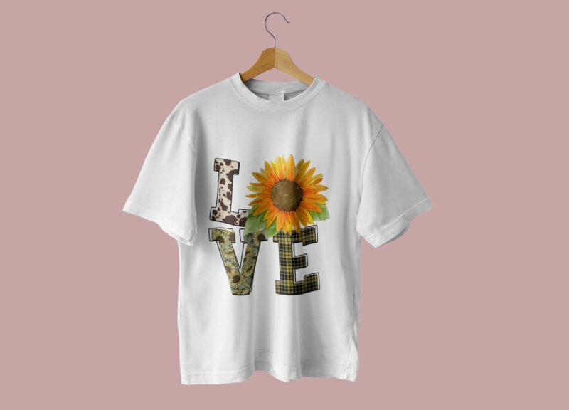 Love Sunflower Flower Tshirt Design