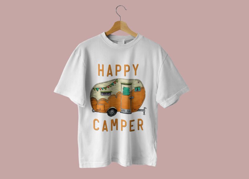 Orange Camping Car Tshirt Design