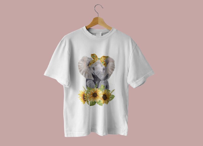 Elephant Sunflower Tshirt Design