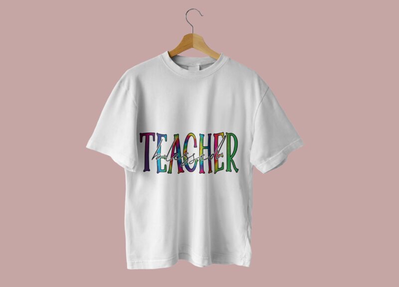 Rainbow Tie Dye Blessed Teacher Tshirt Design