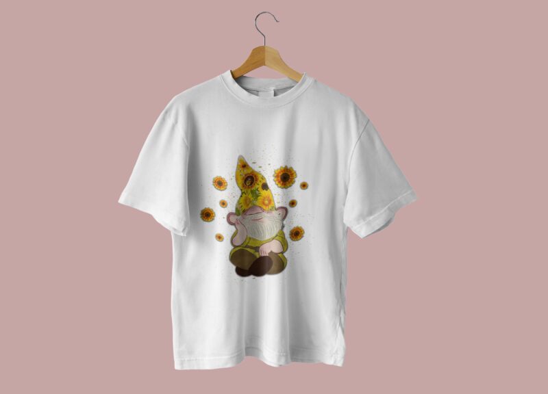 Gnome Besides Sunflower Tshirt Design