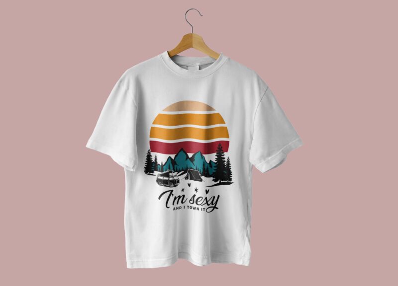 Retro Sunset Camping Tshirt Design