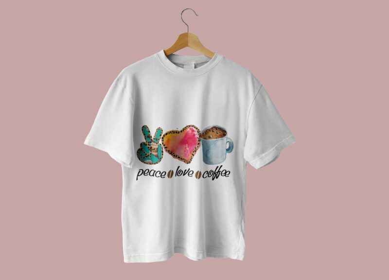 Retro Peace Love Coffee Tshirt Design