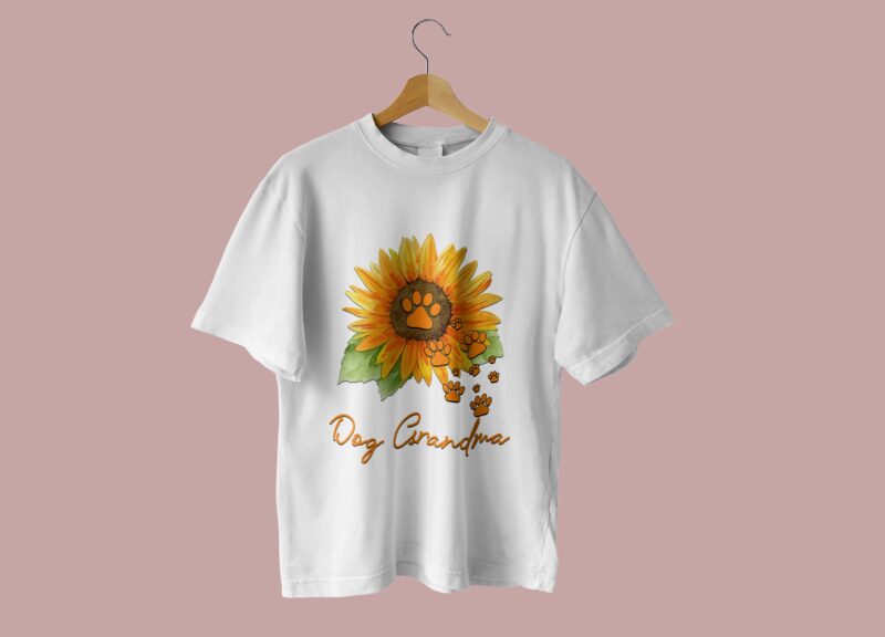 Dog Grandma Dog Paw Sunflower Tshirt Design