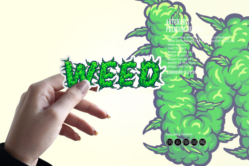 Weed font lettering with smoke effect svg