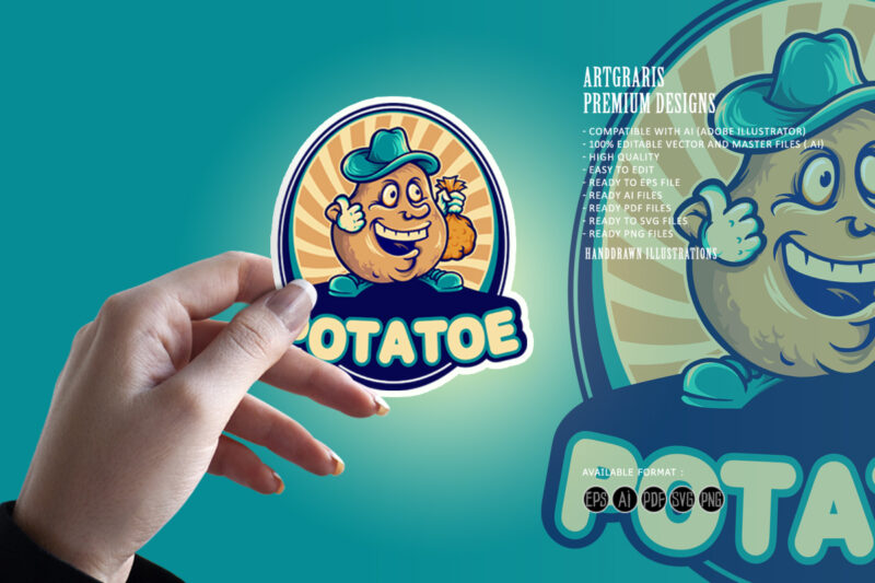 Delicious funny potato logo illustrations