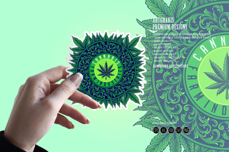 Luxury weed leaf mandala ornament SVG
