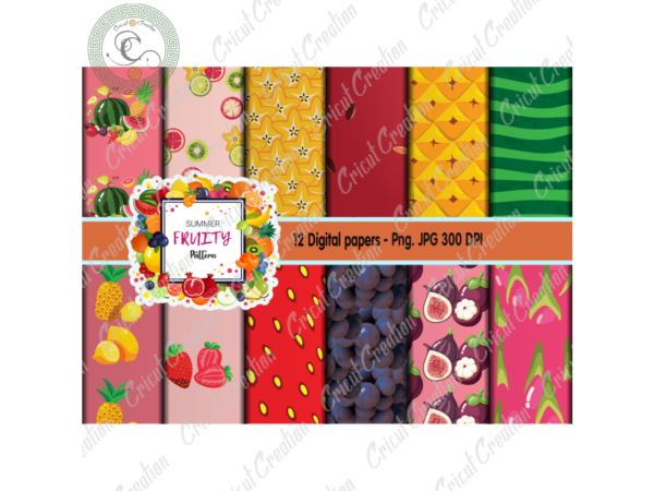 Summer fruits patterns, 12 digital papers jpg – png diy crafts, tropical fruits png files for cricut, fruits for summer pattern silhouette files, trending cameo htv prints t shirt template vector Summer fruits patterns, 12 digital papers jpg – png diy crafts, tropical fruits png files for cricut, fruits for summer pattern silhouette files, trending cameo htv prints t shirt template vector