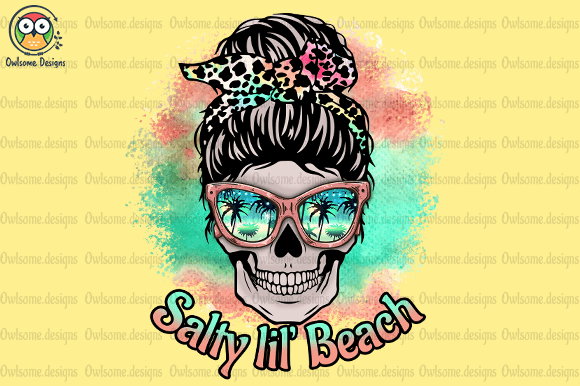 Messy bun salty lil beach t-shirt design