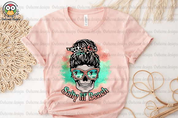Messy Bun Salty Lil Beach t-shirt design