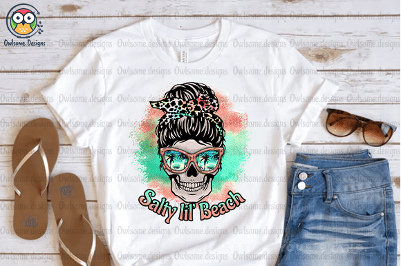 Messy Bun Salty Lil Beach t-shirt design