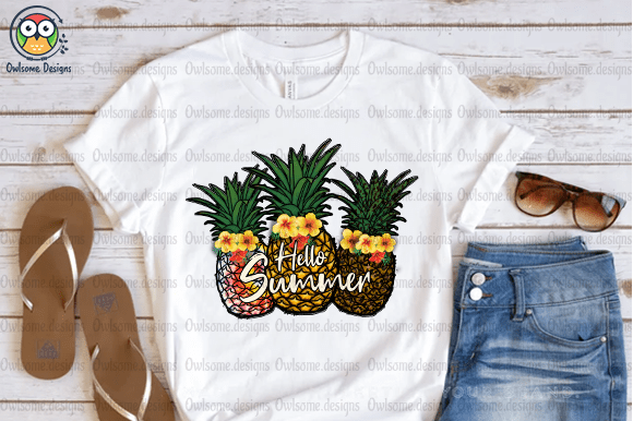Pineapple Hello Summer t-shirt design