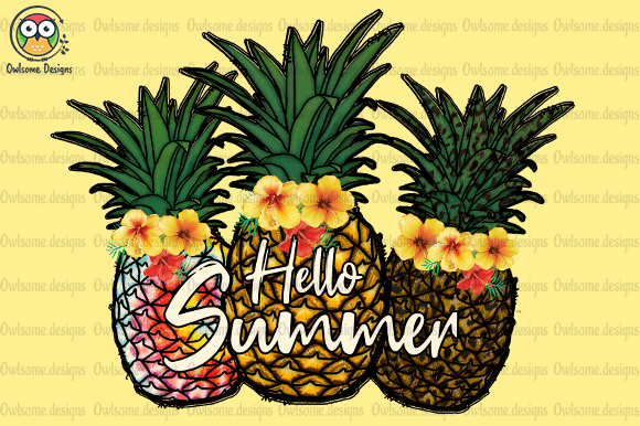 Pineapple hello summer t-shirt design