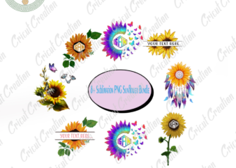 Sunflower , 8 Sublimation Png Sunflower Bundle Clipart Diy Crafts,Sunflower Bundle Png Files , Sunflower Pattern Silhouette Files, Sunflower Art Cameo Htv Prints t shirt template vector