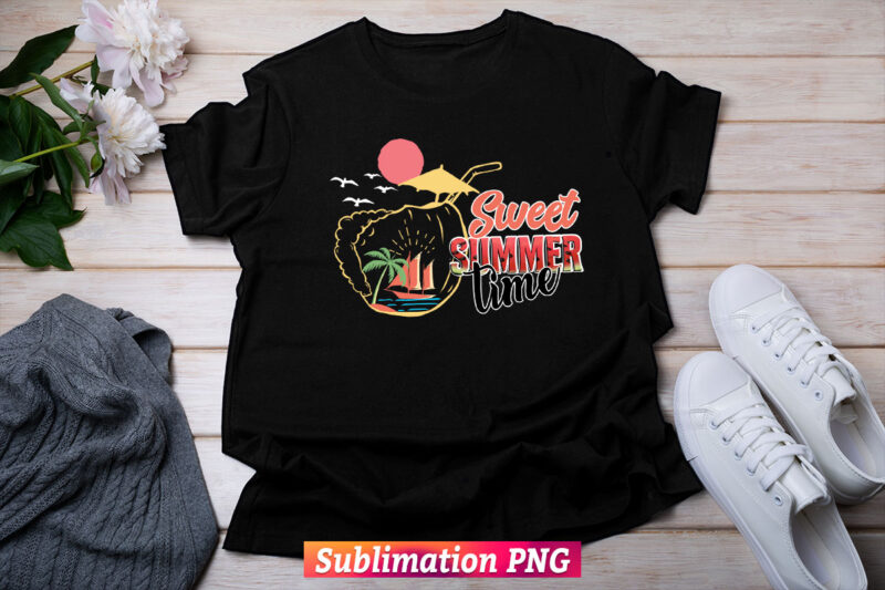 Sweet Summertime Sunset Beach Summer T shirt Design Png Sublimation Printable Files